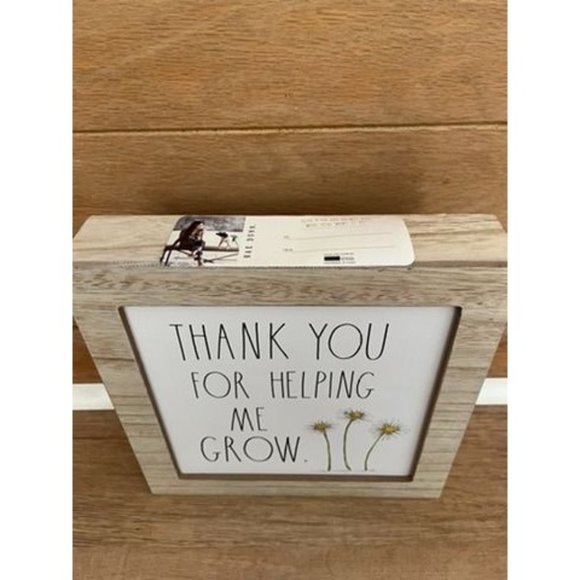 VHTF NWT Rae Dunn Thank You For Helping Me Grow Picture Wooden Frame - Picture 2 of 3